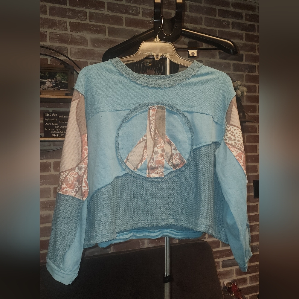 POL Light Blue Textured Knit Sweater